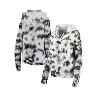 Women's Black New Orleans Saints Tie Dye Fleece Full-Zip Hoodie