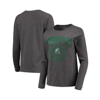 Women's Heathered Charcoal Michigan State Spartans University Laurels Long Sleeve T-shirt