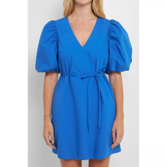 Women's Puff Sleeve  Shift Mini Dress