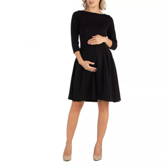 Knee Length Fit N Flare Maternity Dress with Pockets