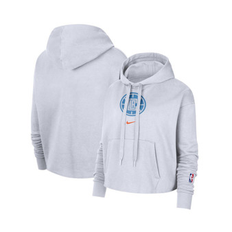 Women's White LA Clippers 2021/22 City Edition Essential Logo Cropped Pullover Hoodie