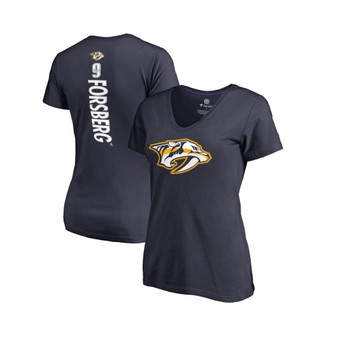 Women's Adult Filip Forsberg Navy Nashville Predators Plus Size Backer Name and Number T-shirt