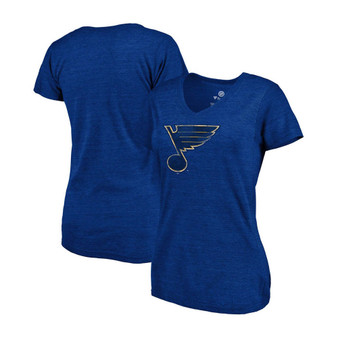 Women's Heathered Royal St. Louis Blues Distressed Team Tri-Blend V-Neck T-shirt