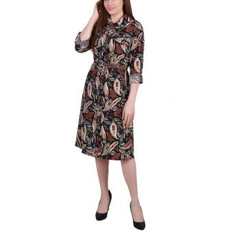 Women's 3/4 Roll Tab Sleeve Shirtdress