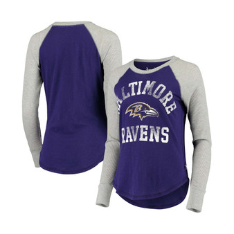Women's By Alyssa Milano Purple, Gray Baltimore Ravens Waffle Raglan Long Sleeve T-shirt