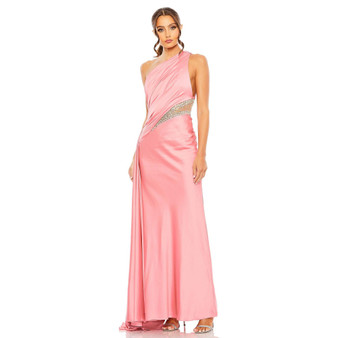 Women's One Shoulder Embellished Satin Gown