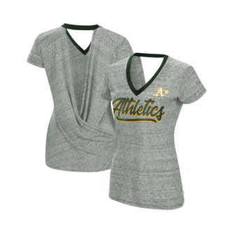 Women's Green Oakland Athletics Halftime Back Wrap Top V-Neck T-shirt
