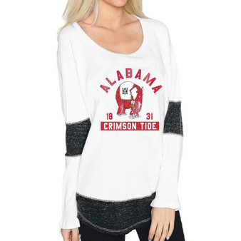 Women's White Alabama Crimson Tide Contrast Boyfriend Thermal Long Sleeve T-Shirt
