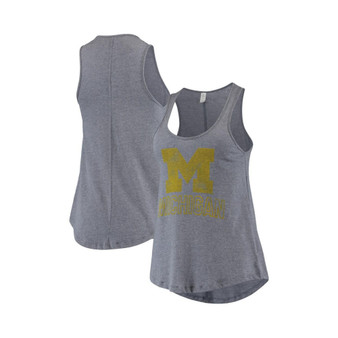 Women's Navy Michigan Wolverines Backstage Scoop Neck Slub Tank Top