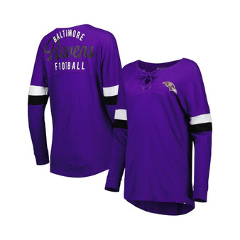 Women's Purple Baltimore Ravens Athletic Varsity Lace-Up Long Sleeve T-shirt