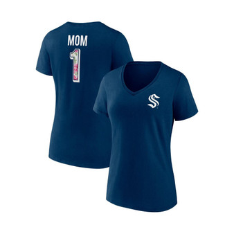 Women's Branded Deep Sea Blue Seattle Kraken Team Mother's Day V-Neck T-shirt
