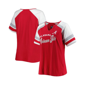 Women's Crimson Alabama Crimson Tide Plus Size Arch Raglan Notch Neck T-shirt