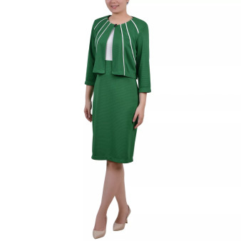 Petite Two Piece Jacket and Dress Set