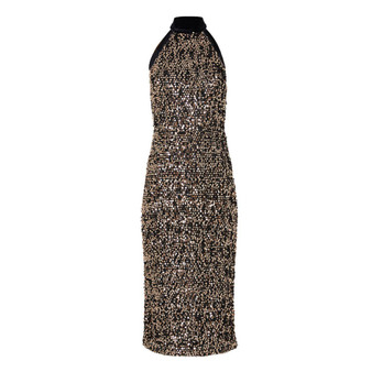 Women's Sequined Mock-Neck Midi Dress