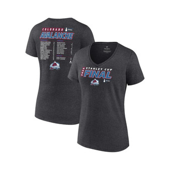 Women's Branded Heather Charcoal Colorado Avalanche 2022 Stanley Cup Final Plus Size Own Goal Roster V-Neck T-shirt
