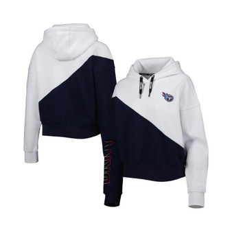Women's White, Navy Tennessee Titans Bobbi Color Blocked Pullover Hoodie