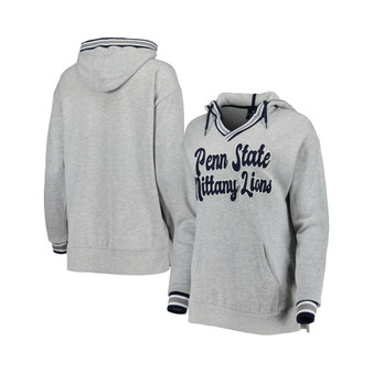Women's Heathered Gray Penn State Nittany Lions Andy V-Neck Pullover Hoodie