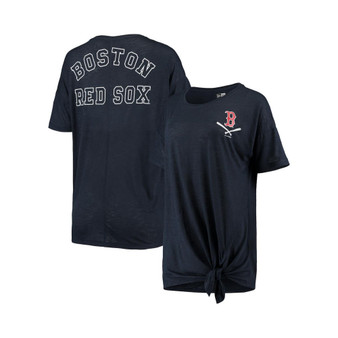 Women's Navy Boston Red Sox Slub Jersey Scoop Neck Side Tie T-shirt