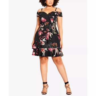 Trendy Plus Size Botanical Floral Dress