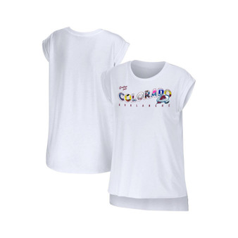 Women's White Colorado Avalanche Greetings From Muscle T-shirt