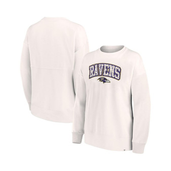 Women's Branded White Baltimore Ravens Leopard Team Pullover Sweatshirt