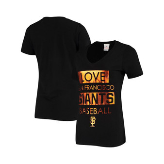 Women's by New Era Black San Francisco Giants V-Neck T-shirt