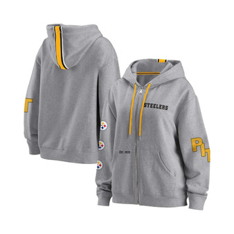 Women's Gray Pittsburgh Steelers Full-Zip Hoodie