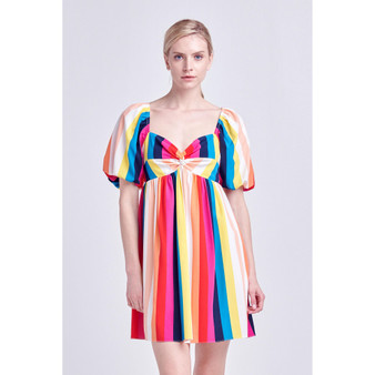 Women's Multi Color Stripe Mini Dress
