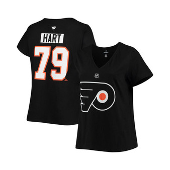 Women's Branded Carter Hart Black Philadelphia Flyers Plus Size Name and Number V-Neck T-shirt