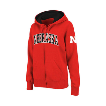 Women's Stadium Athletic Scarlet Nebraska Huskers Arched Name Full-Zip Hoodie