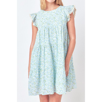 Women's Floral print with Embroidery Babydoll Dress