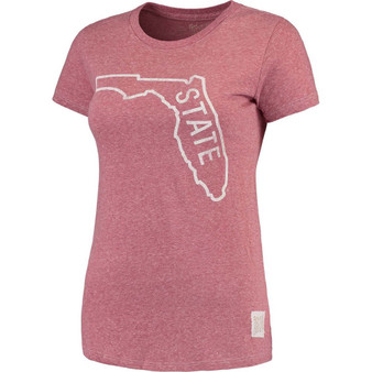 Women's Heathered Garnet Florida State Seminoles Tri-Blend Crew Neck T-shirt