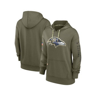 Women's Olive Baltimore Ravens 2022 Salute to Service Performance Pullover Hoodie