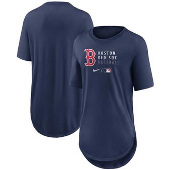 Women's Navy Boston Red Sox Authentic Collection Baseball Fashion Tri-Blend T-shirt