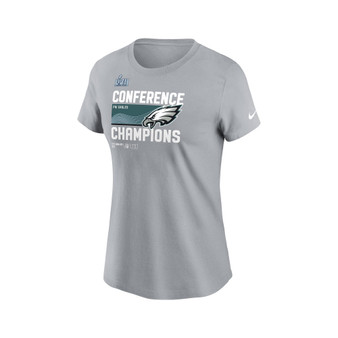 Women's Gray Philadelphia Eagles 2022 NFC Champions Trophy Collection T-shirt