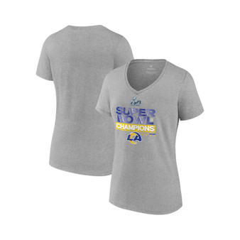 Women's Branded Heathered Gray Los Angeles Rams Super Bowl LVI Champions Locker Room Trophy Collection V-Neck T-shirt