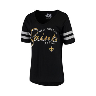 Women's Black New Orleans Saints Triple Play V-Neck T-shirt