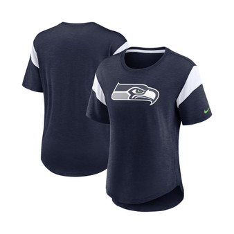 Women's Heather College Navy Seattle Seahawks Primary Logo Fashion Top