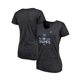Women's Branded Heathered Charcoal New York City FC 2021 MLS Cup Champions Locker Room V-Neck T-shirt