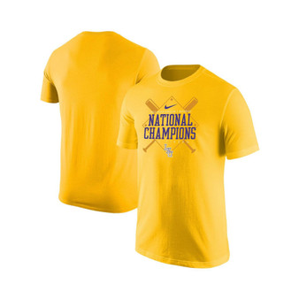 Men's and Women's Gold LSU Tigers 2023 NCAA Men's Baseball College World Series Champions Baseball Plate T-shirt