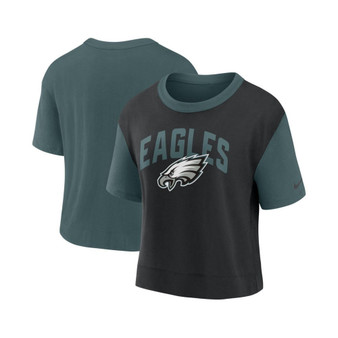 Women's Midnight Green, Black Philadelphia Eagles High Hip Fashion T-shirt
