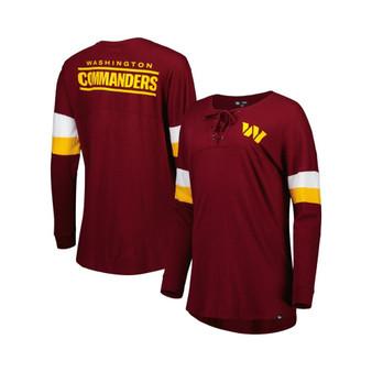 Women's Burgundy Washington Commanders Athletic Varsity Lace-Up Long Sleeve T-shirt