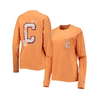 Women's Orange Clemson Tigers Pocket Oversized Long Sleeve T-shirt