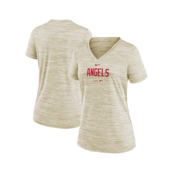 Women's Cream Los Angeles Angels City Connect Velocity Practice Performance V-Neck T-shirt