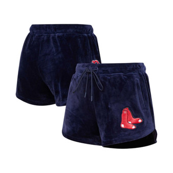 Women's Navy Boston Red Sox Classic Velour Lounge Shorts
