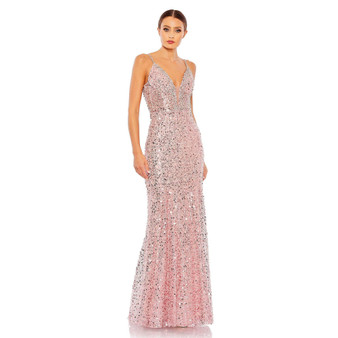 Women's Embellished Plunge Neck Sleeveless Trumpet Gown