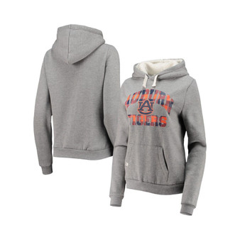 Women's Heathered Gray Auburn Tigers Plaid Sherpa Pullover Hoodie
