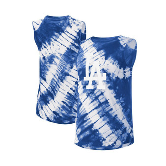 Women's Royal Los Angeles Dodgers Money Ball Tie-Dye Tank Top