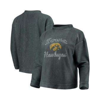 Women's Charcoal Iowa Hawkeyes Jetway Mineral Wash Corduroy Crew Neck Sweatshirt