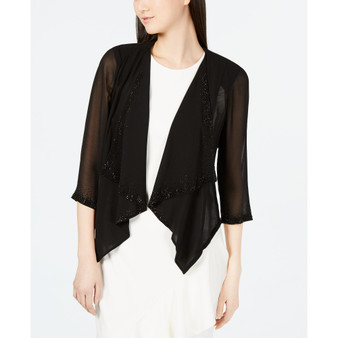 Illusion-Sleeve Rhinestone-Accented Shrug